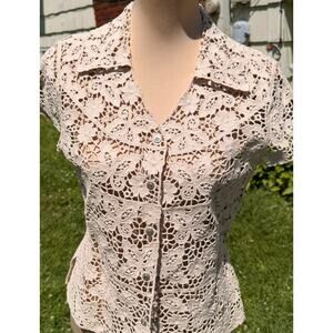 LACE VEST acezung Jean Couture Lace Vest tunic -  waist length
